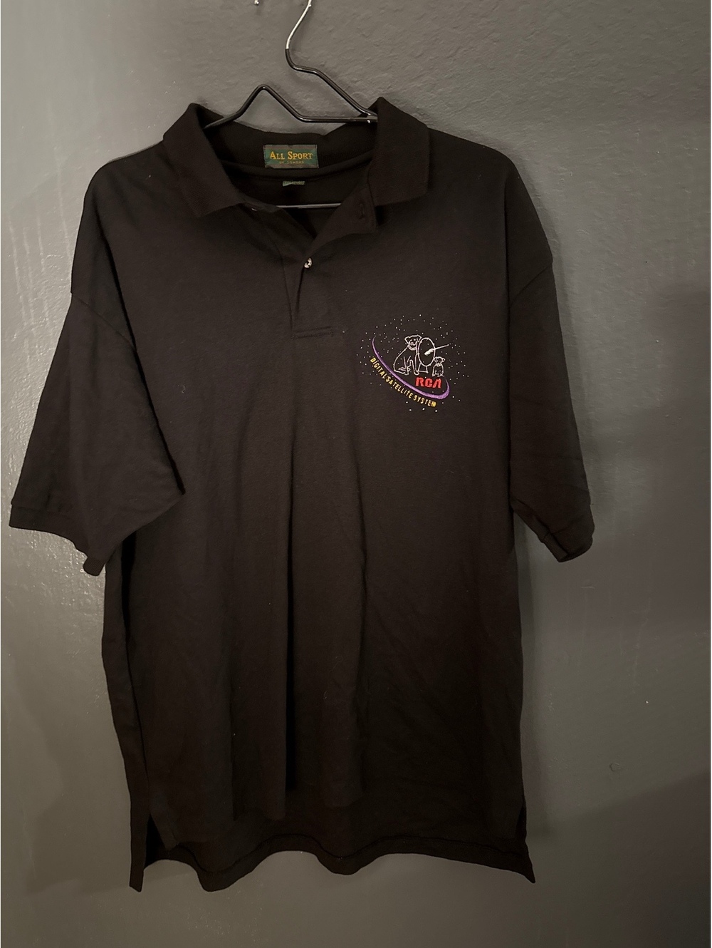All Sport RCA Digital Satellite System Black Polo Shirt